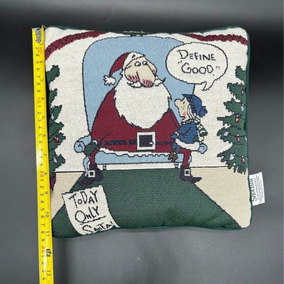 Vintage Hallmark Shoebox Christmas Tapestry Pillow Funny Santa Decor 1990s - Picture 8 of 9